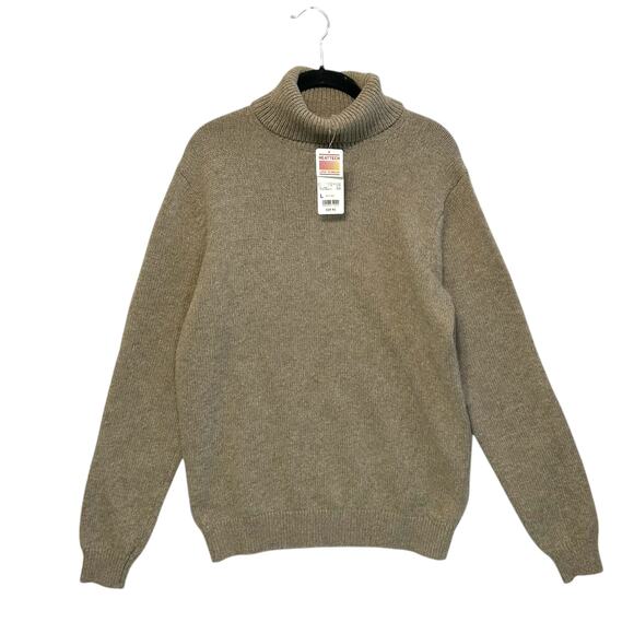 Uniqlo Heattech Turtle Neck Sweater NWT Women's Sz L Brown Wool Blend Classic - Picture 1 of 6